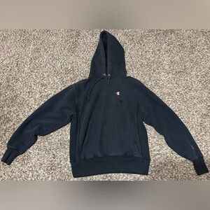 Champion Reverse Weave Hoodie Mens Medium Black Pullover Heavyweight Logo Y2K